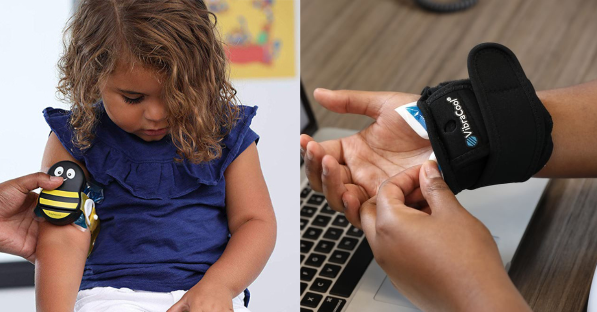 pain relief devices buzzy bee toy and wearable cryovibration therapy device